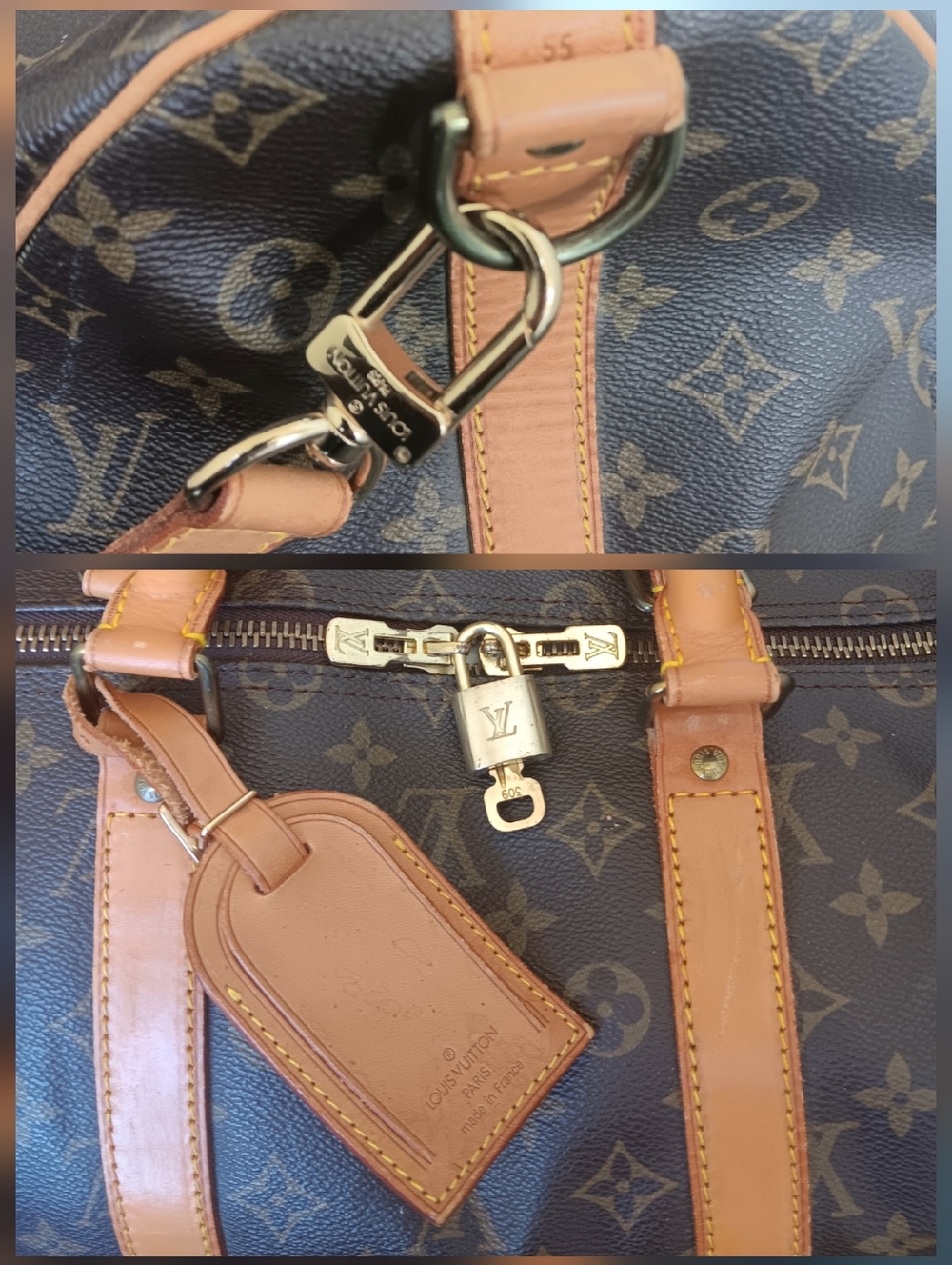 Louis Vuitton Keepall Bandouliere 55 Monogram Vintage 1990 Full Set ✨ - Picture 13 of 16
